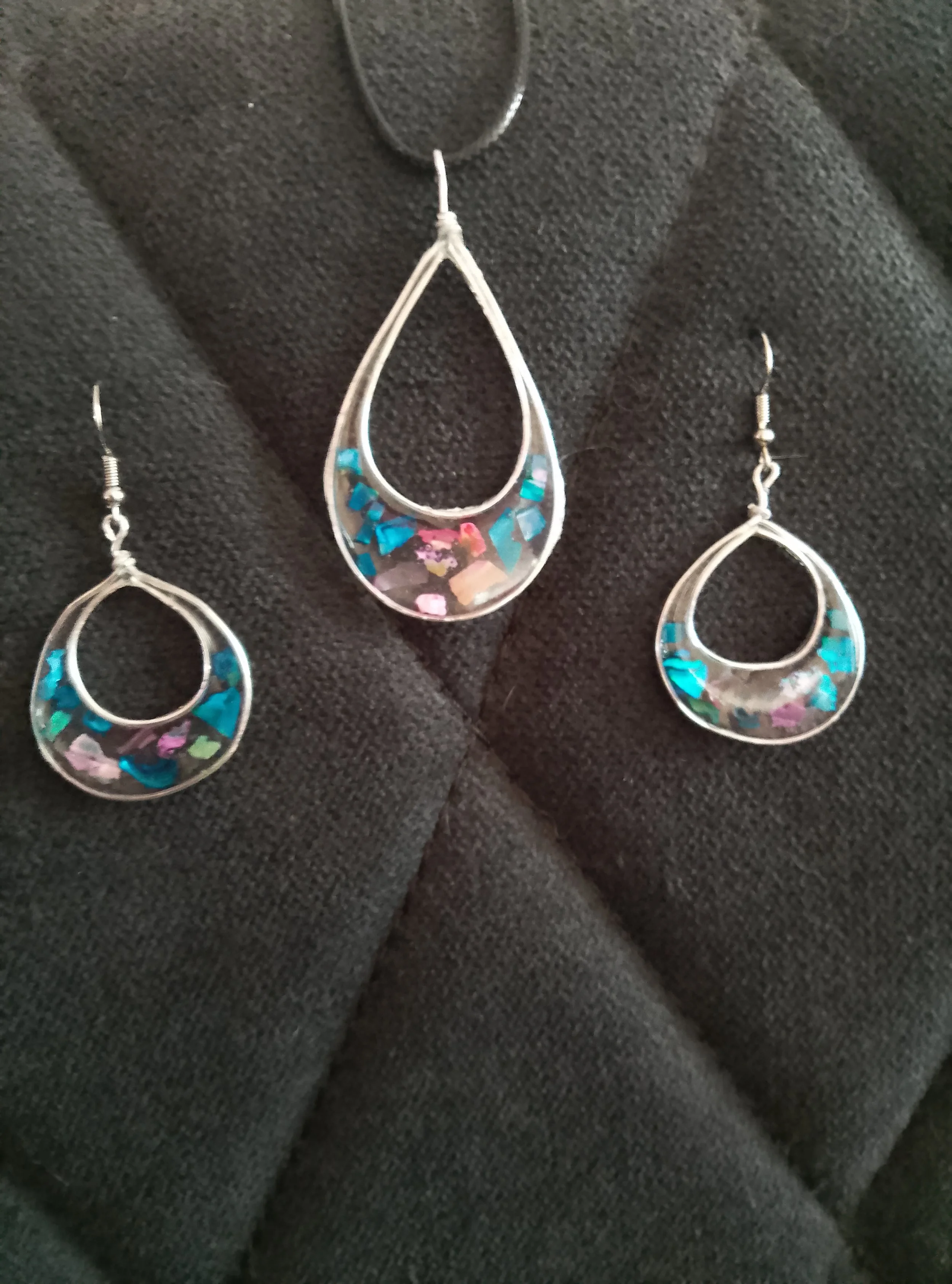 Ocean Shimmer Resin Teardrop Jewelry Set
