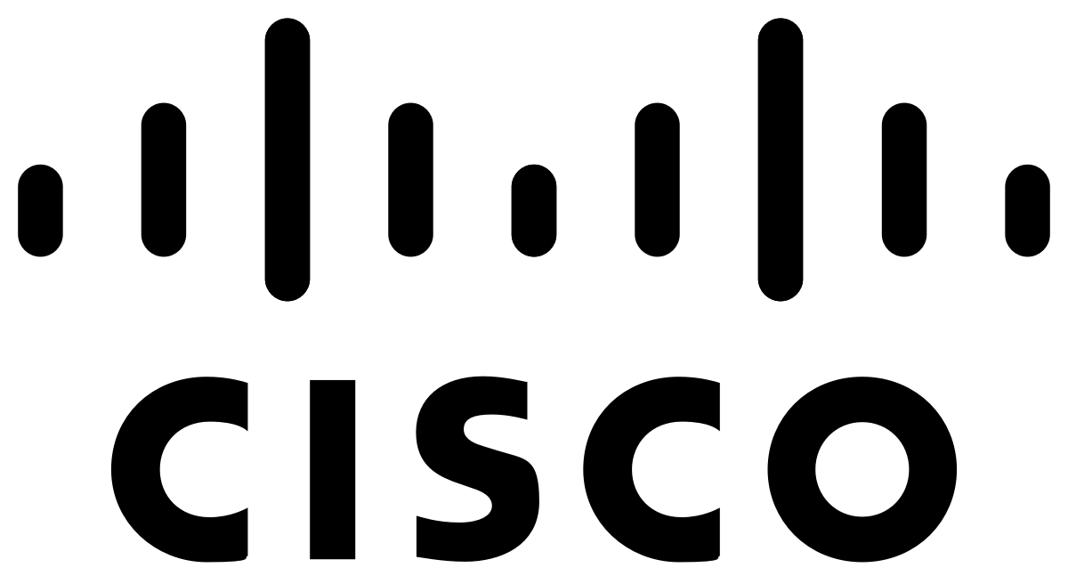 Cisco logo with vertical black lines above the word 'cisco'