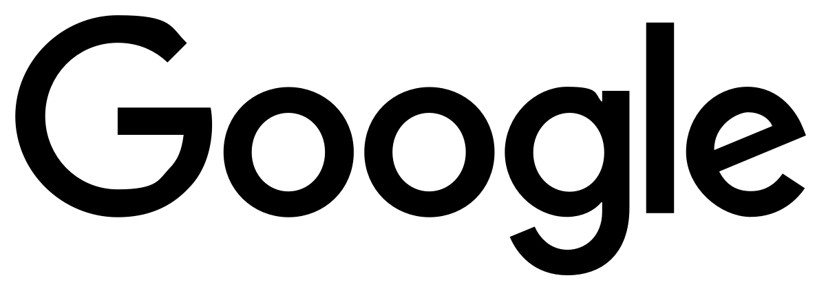 Google logo in black with bold letters.