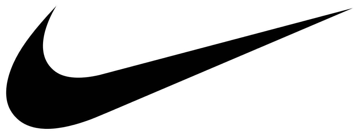 Large black Nike swoosh logo on a white background.