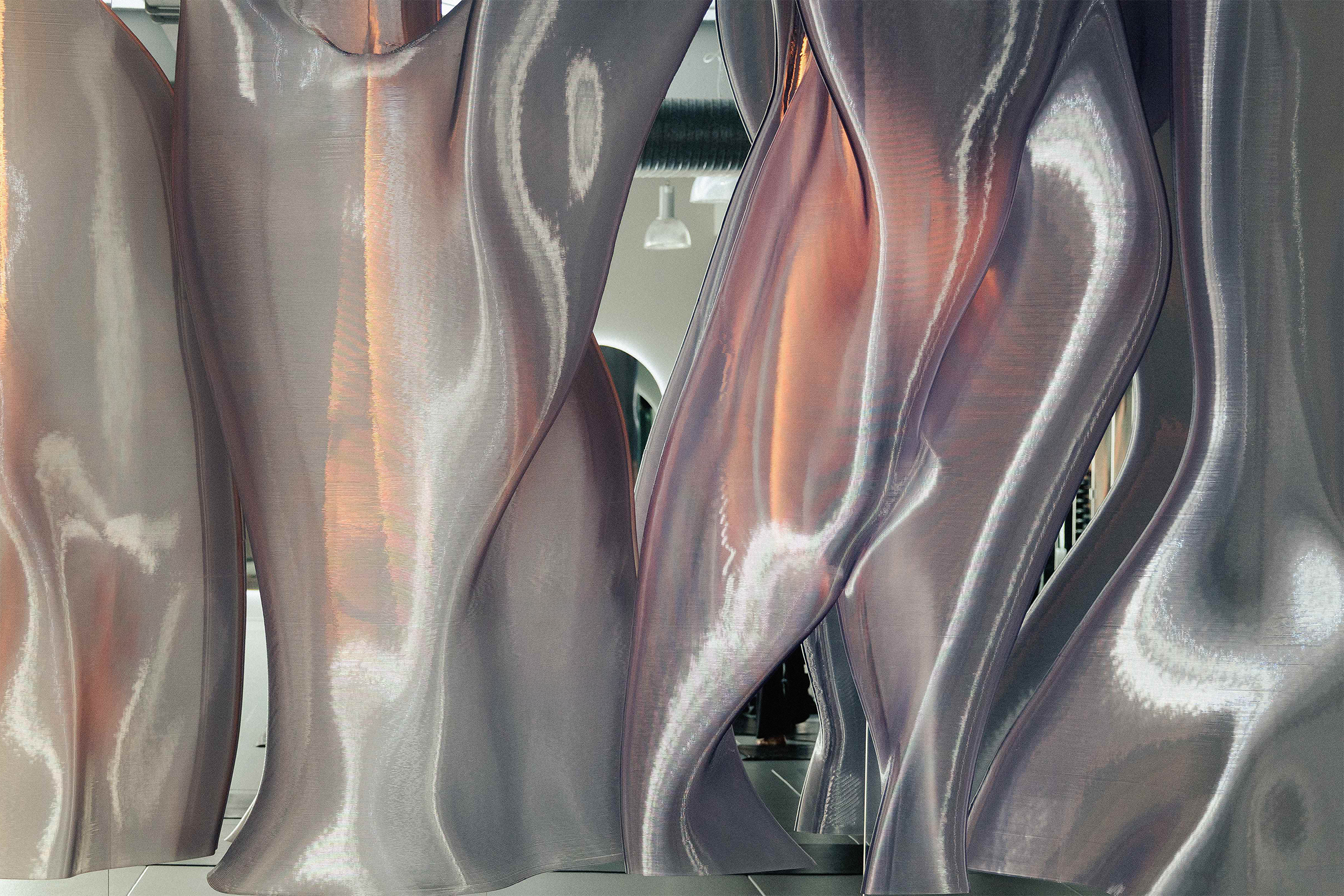 Close-up view of metallic lighting display ate Body By Berner Darlinghurst Studio.