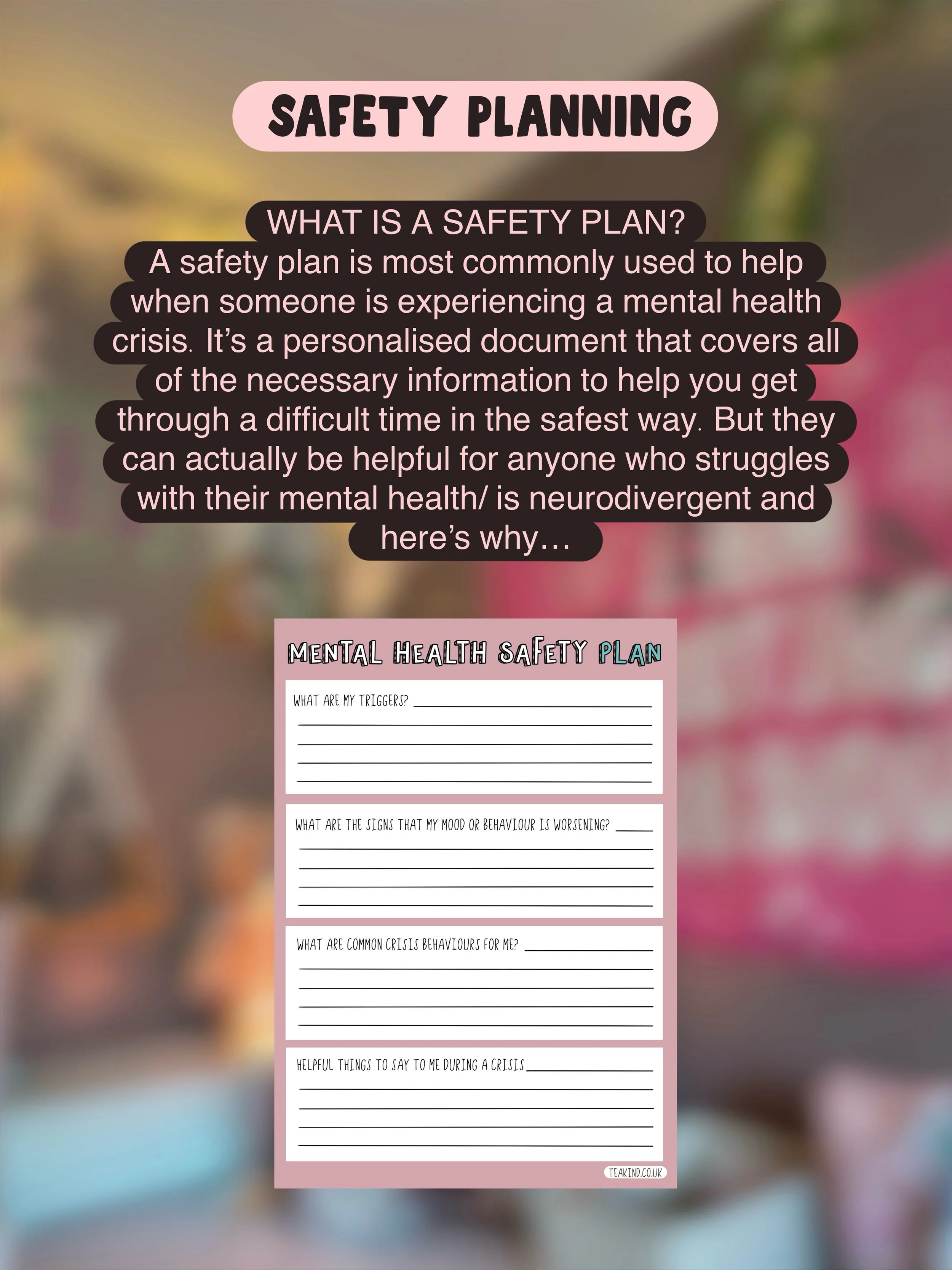 SAFETY PLANNING 📝🧠

Safety plans are a really important tool for getting through difficult times safely and in a way that doesn&rsquo;t make an already tough situation worse. They are a great tool for everyone, more so if you struggle with poor men