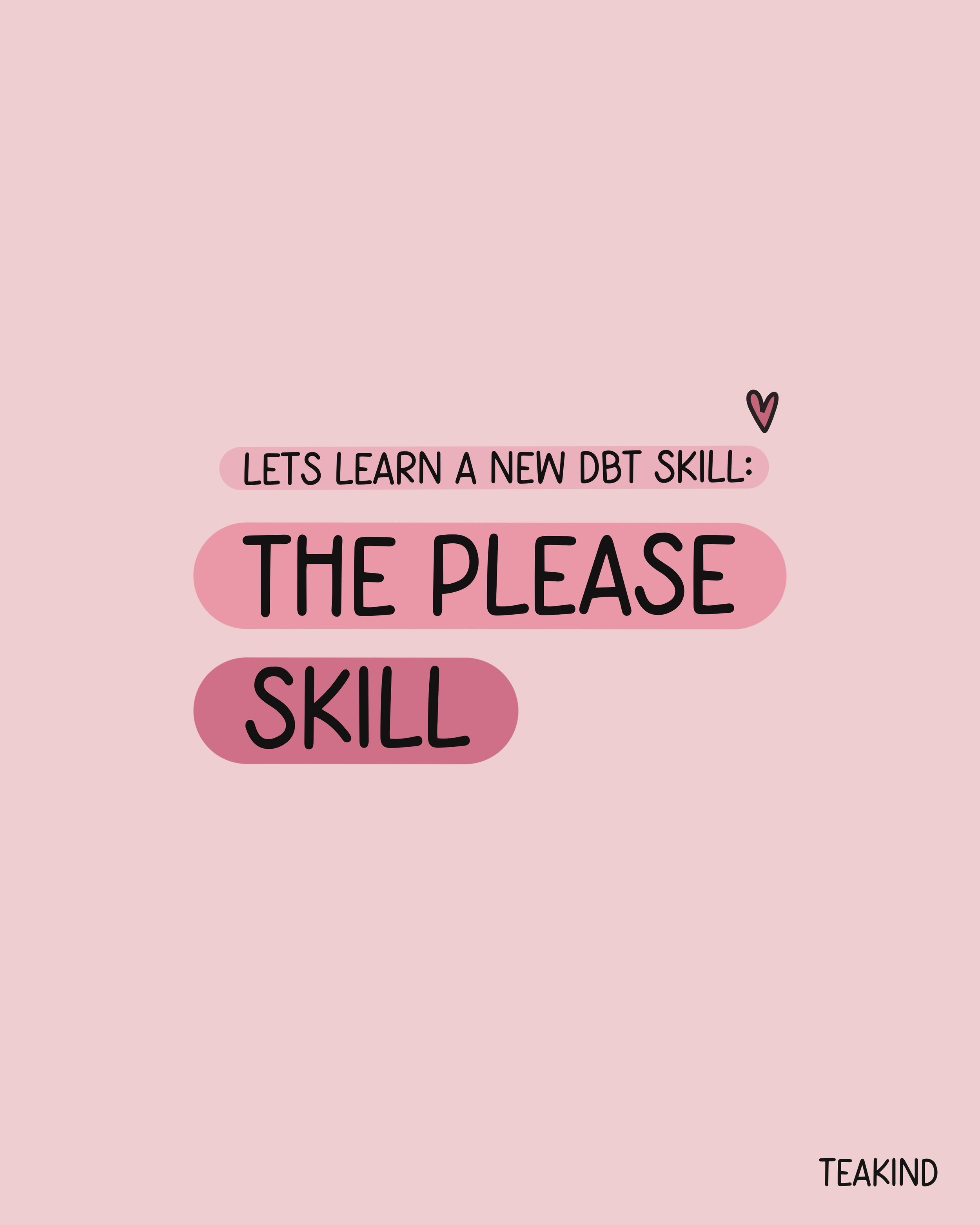 LETS LEARN A NEW DBT SKILL: THE PLEASE SKILL 🏃🏻&zwj;♀️😴🍎

The please skill comes from the emotional regulation module of DBT and is all about helping us to remember to take care of our physical wellbeing, which in turn can help with emotional res