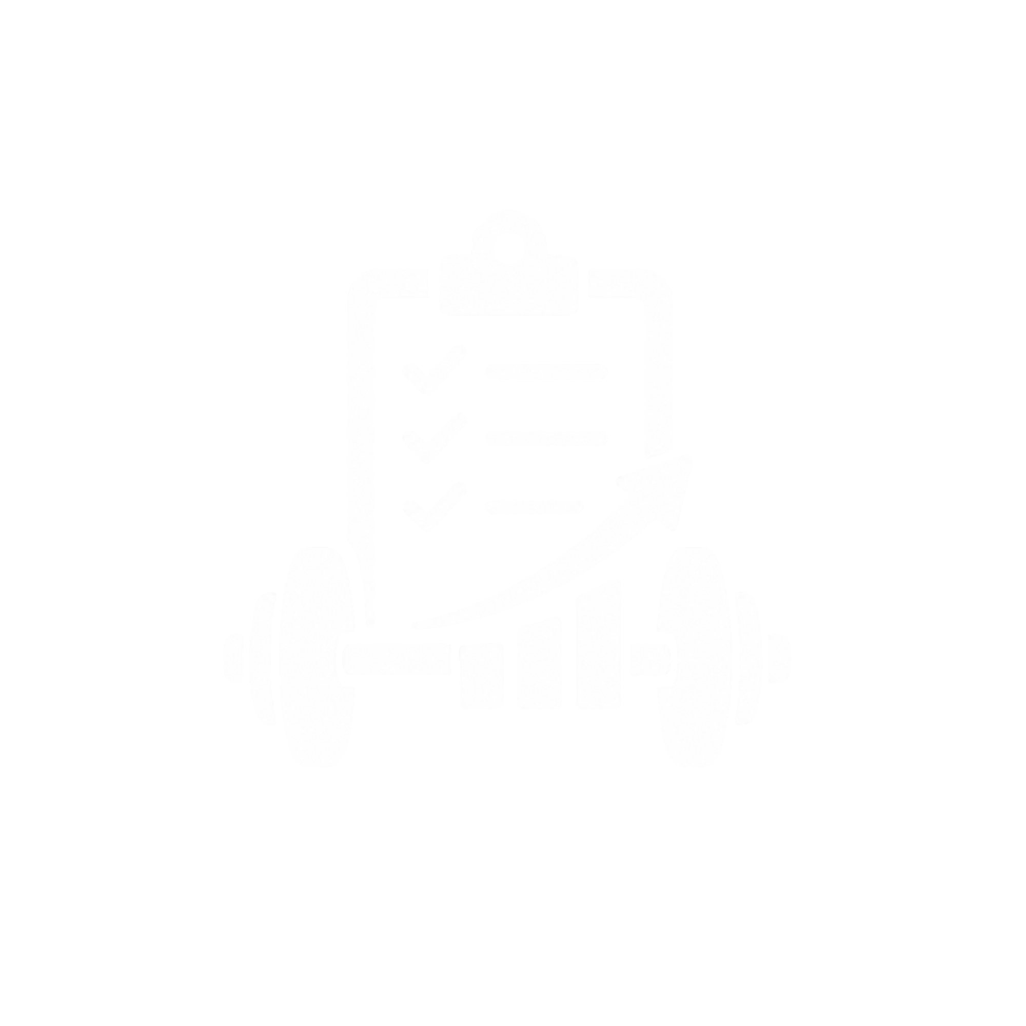 A white icon of a person with a checklist clipboard above a briefcase, surrounded by an upward trending arrow.