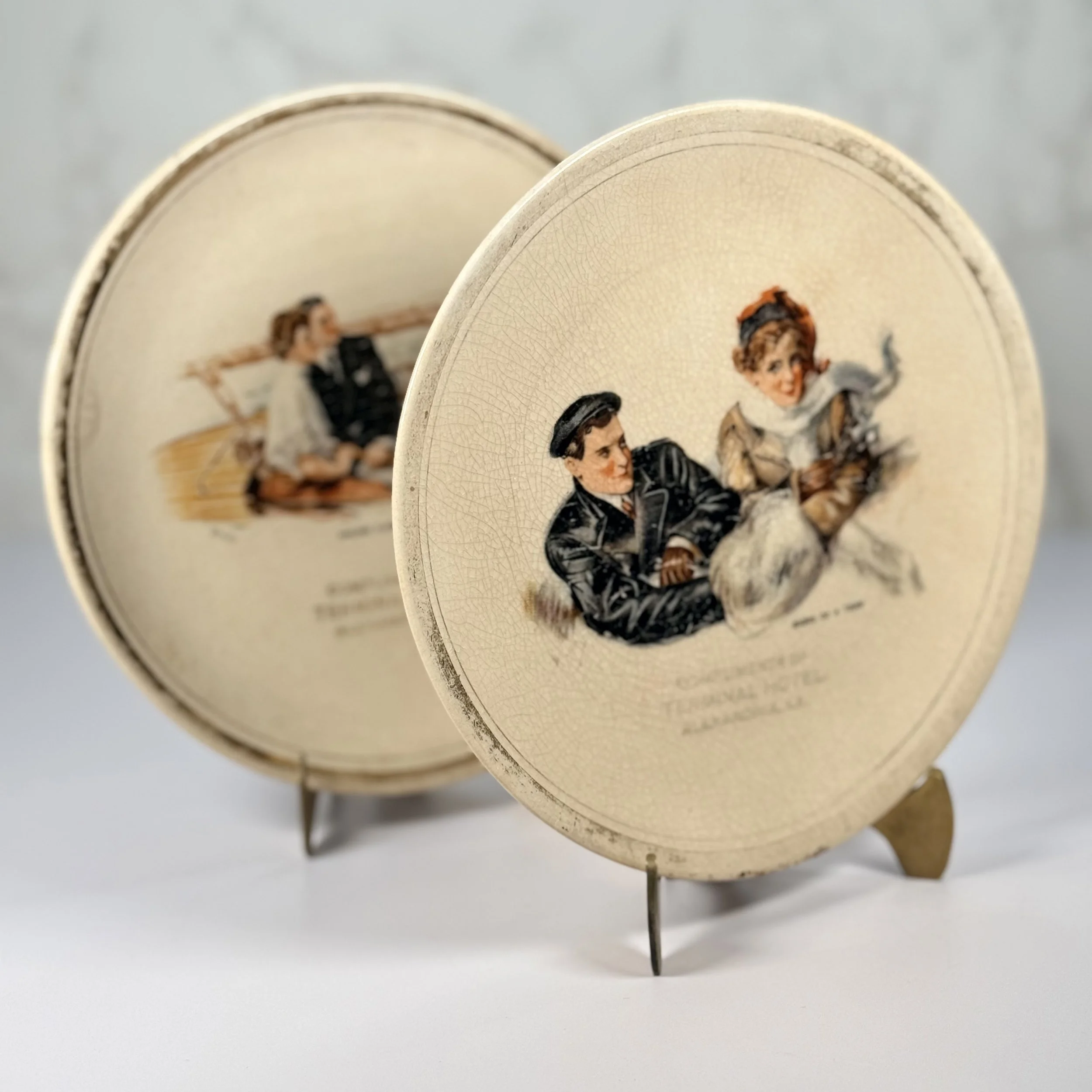 Terminal Hotel Alexandria Louisiana Souvenir Plates