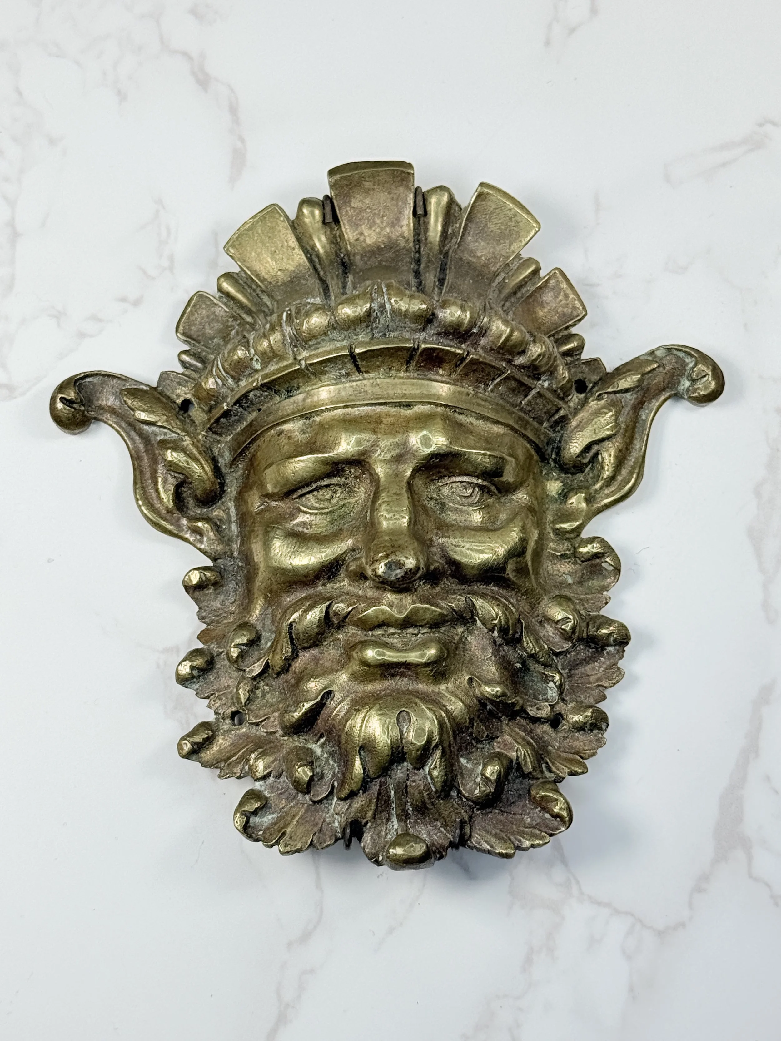 Brass Neptune Door Knocker Architectural Piece Missing Hardware
