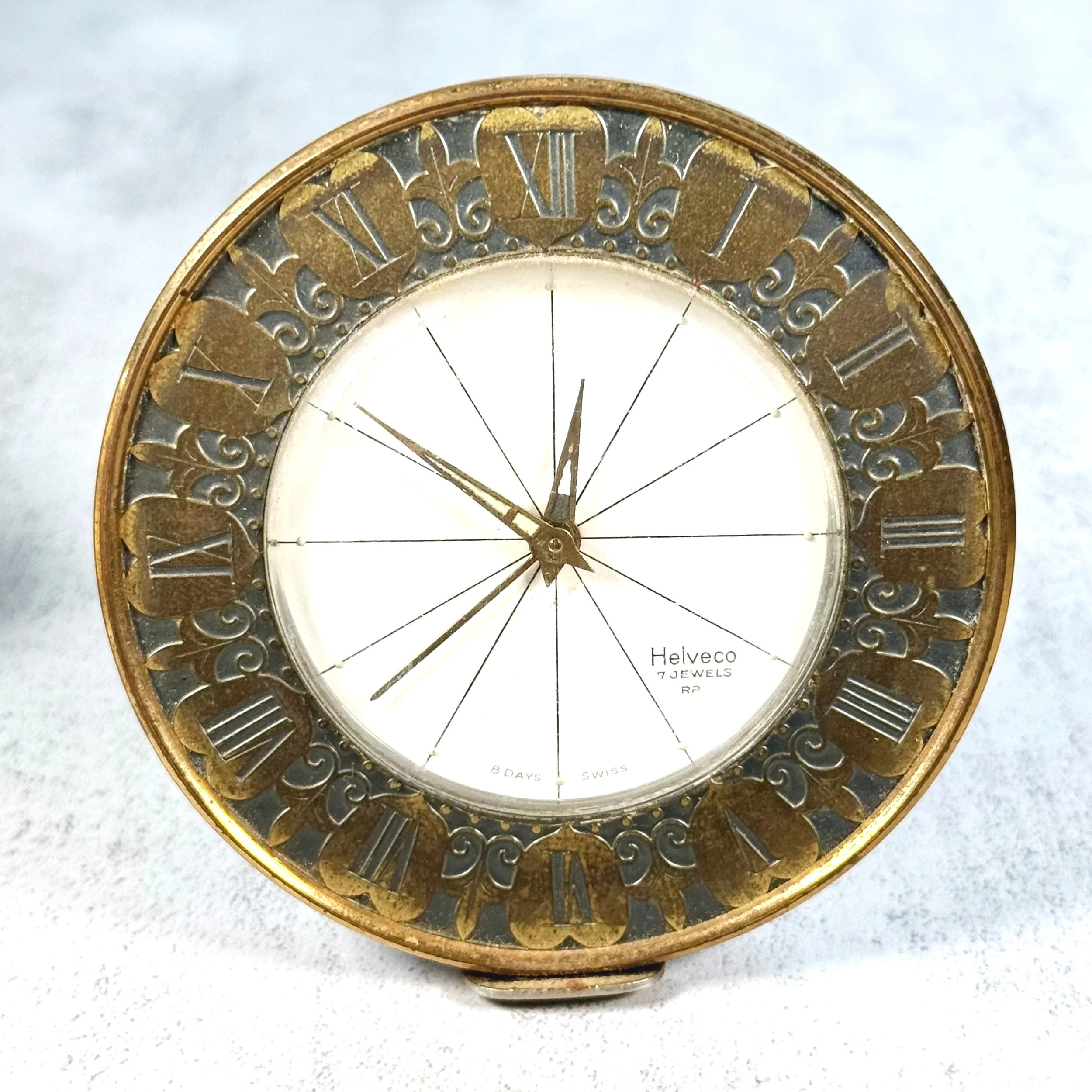 Helveco 7 Jewels 8 Days Swiss Brass Clock Parts Only