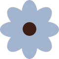 Simple blue flower with a dark center against a plain background