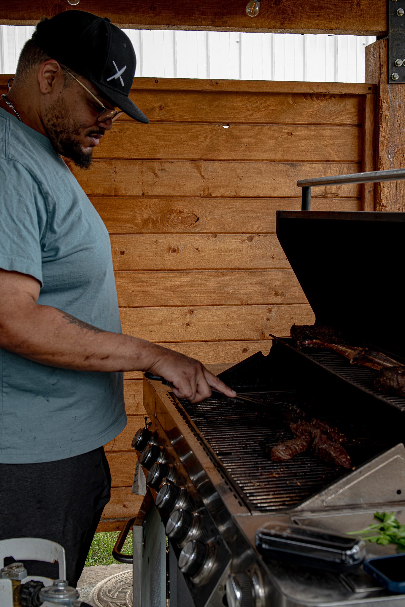Chef Noah grilling