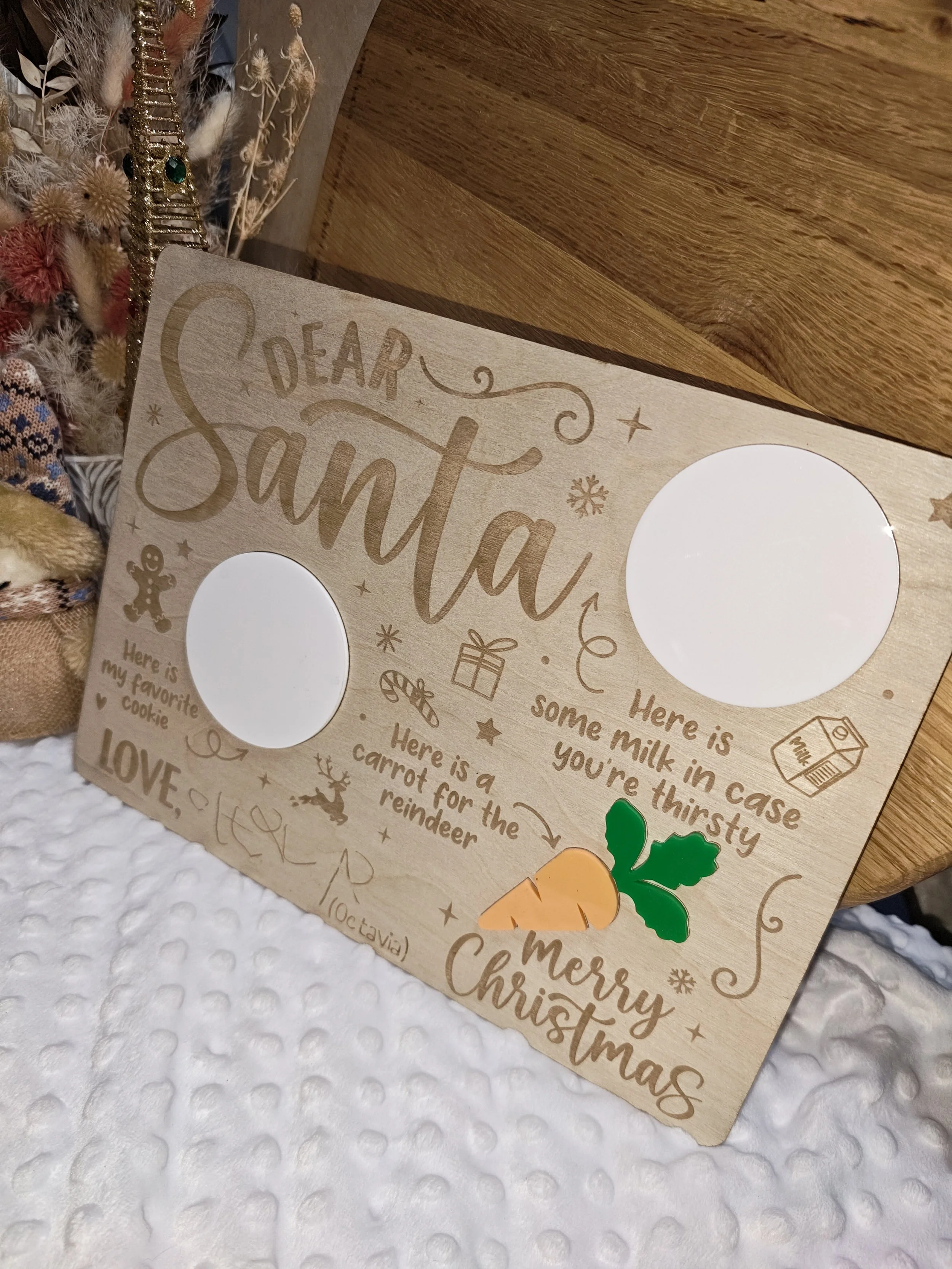 Dear Santa- large Rectangle treat Board  (33.6 Wide  X 25.2 cm High)