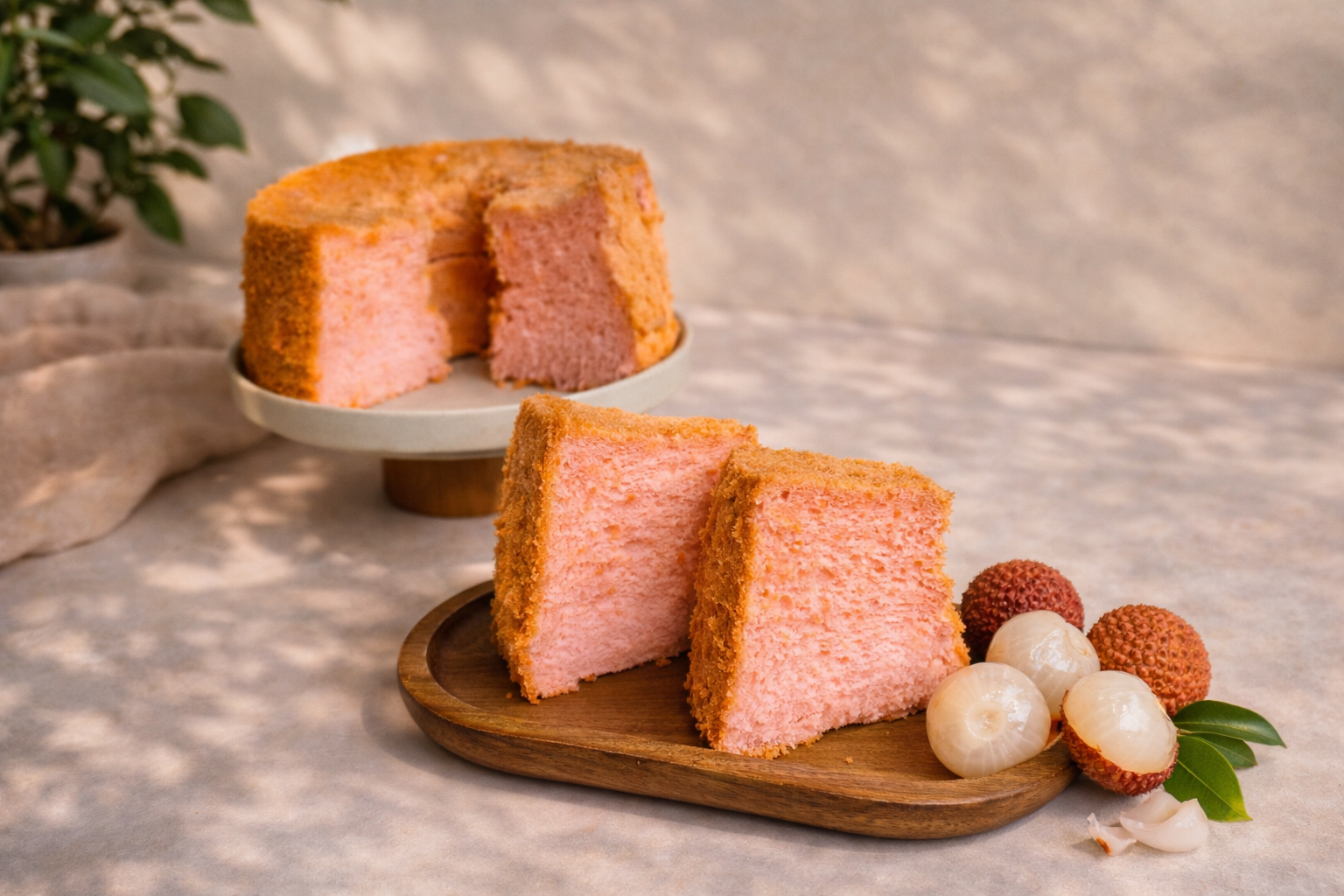 Fluffy Lychee Rose Chiffon Cake