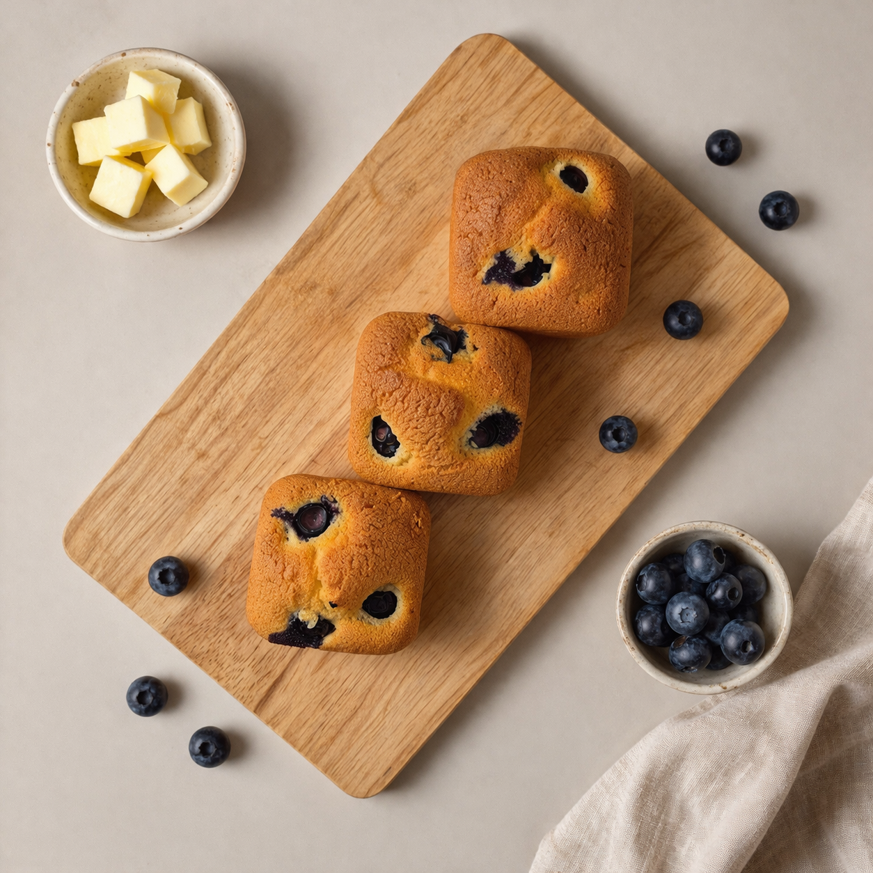Blueberry muffins and butter still life.png