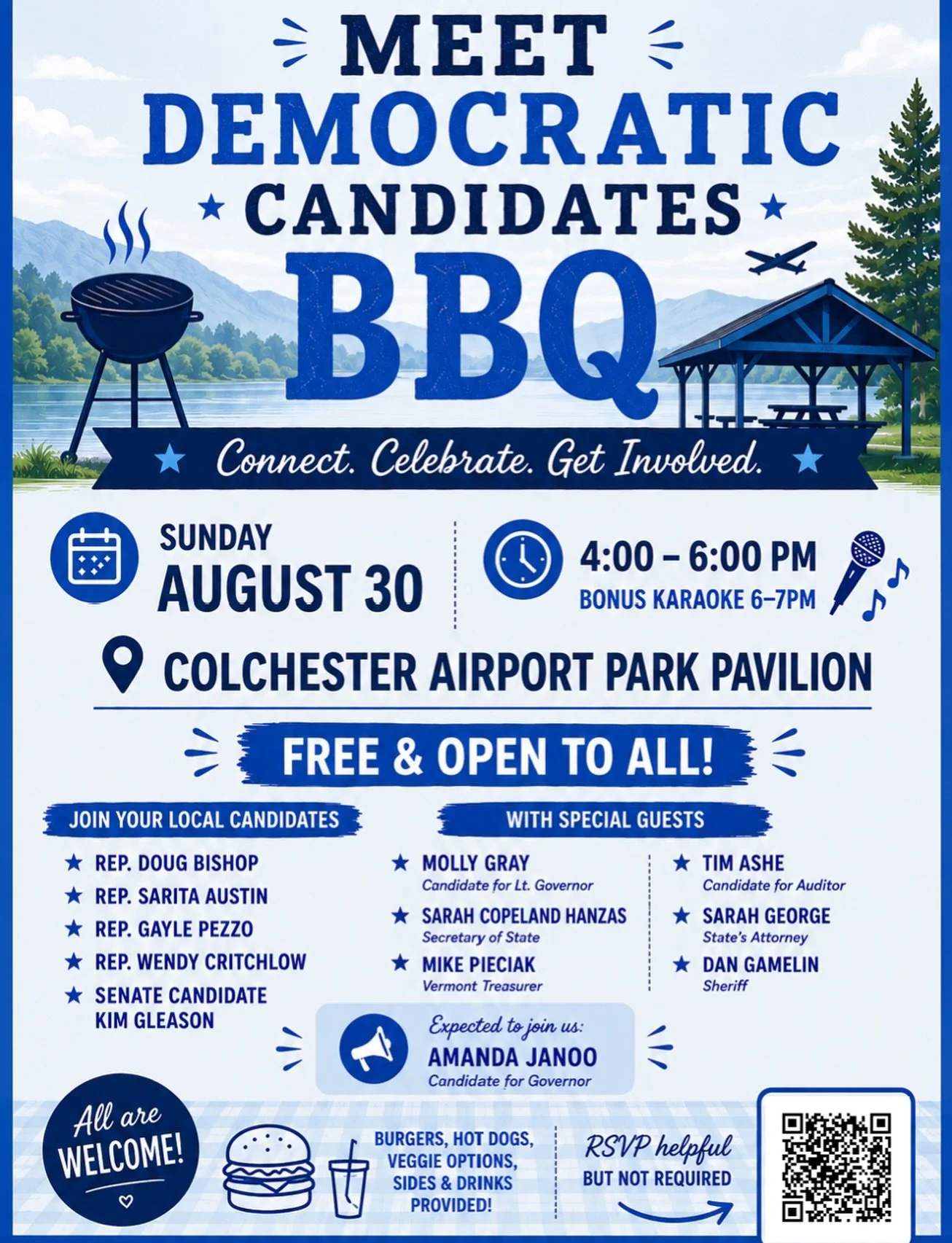 Join me next Sunday in Colchester for good food and quality time with many fellow Vermont Democratic candidates. This event is free and open to all, we&rsquo;d love to see both new and familiar faces!