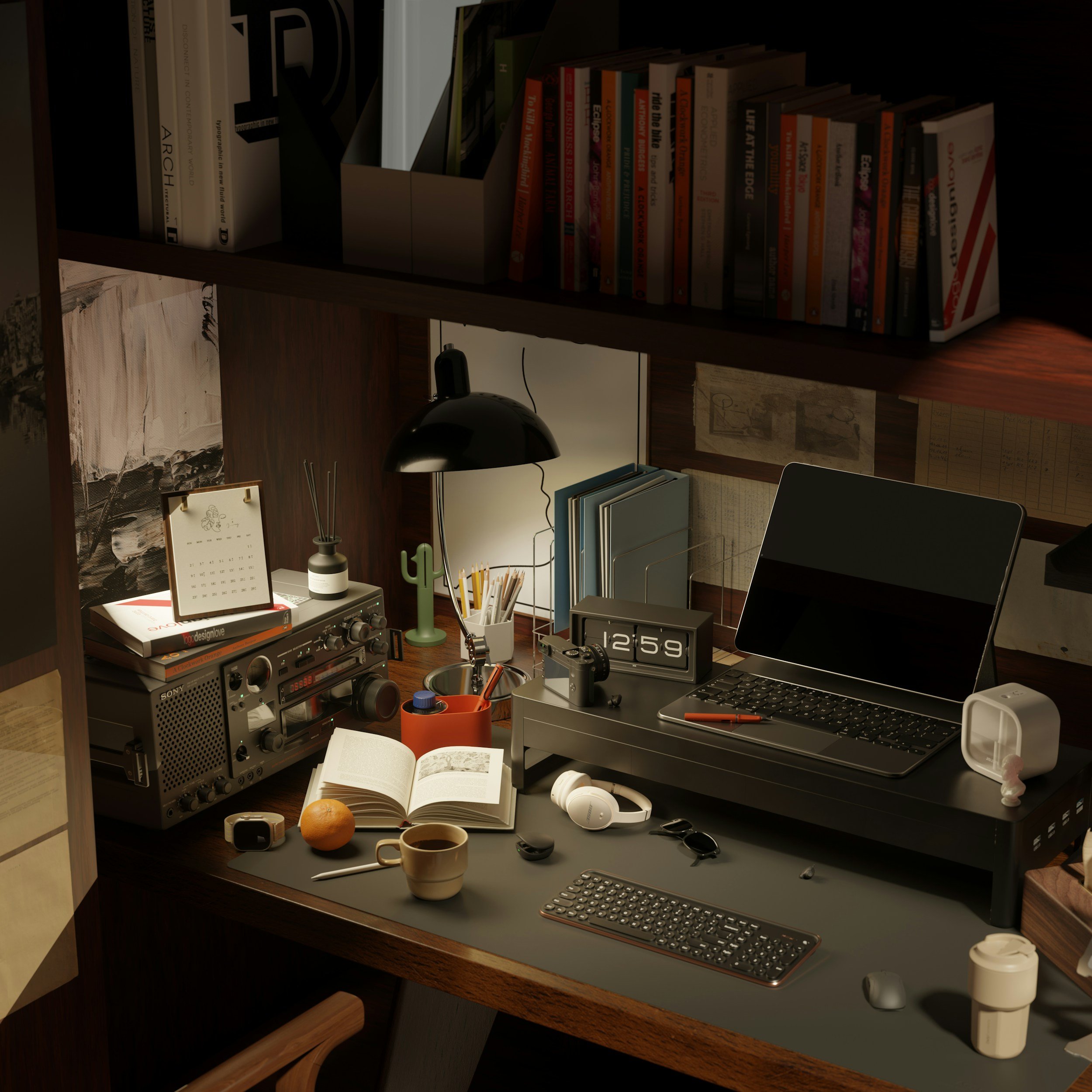 image of desk with work items