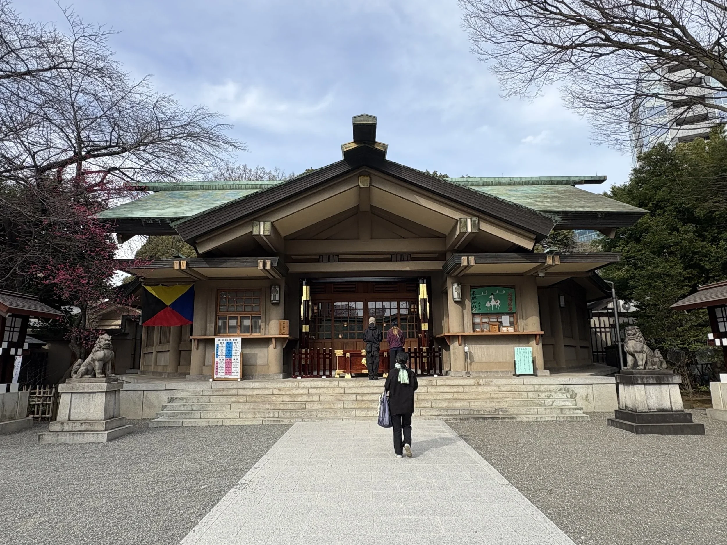 A traditional Japanese shrine nestled in the middle of Harajuku off a side street.