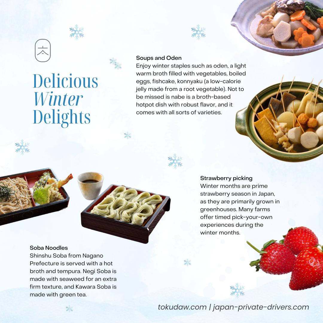 TokudAw infographic on winter foods to enjoy in Japan.