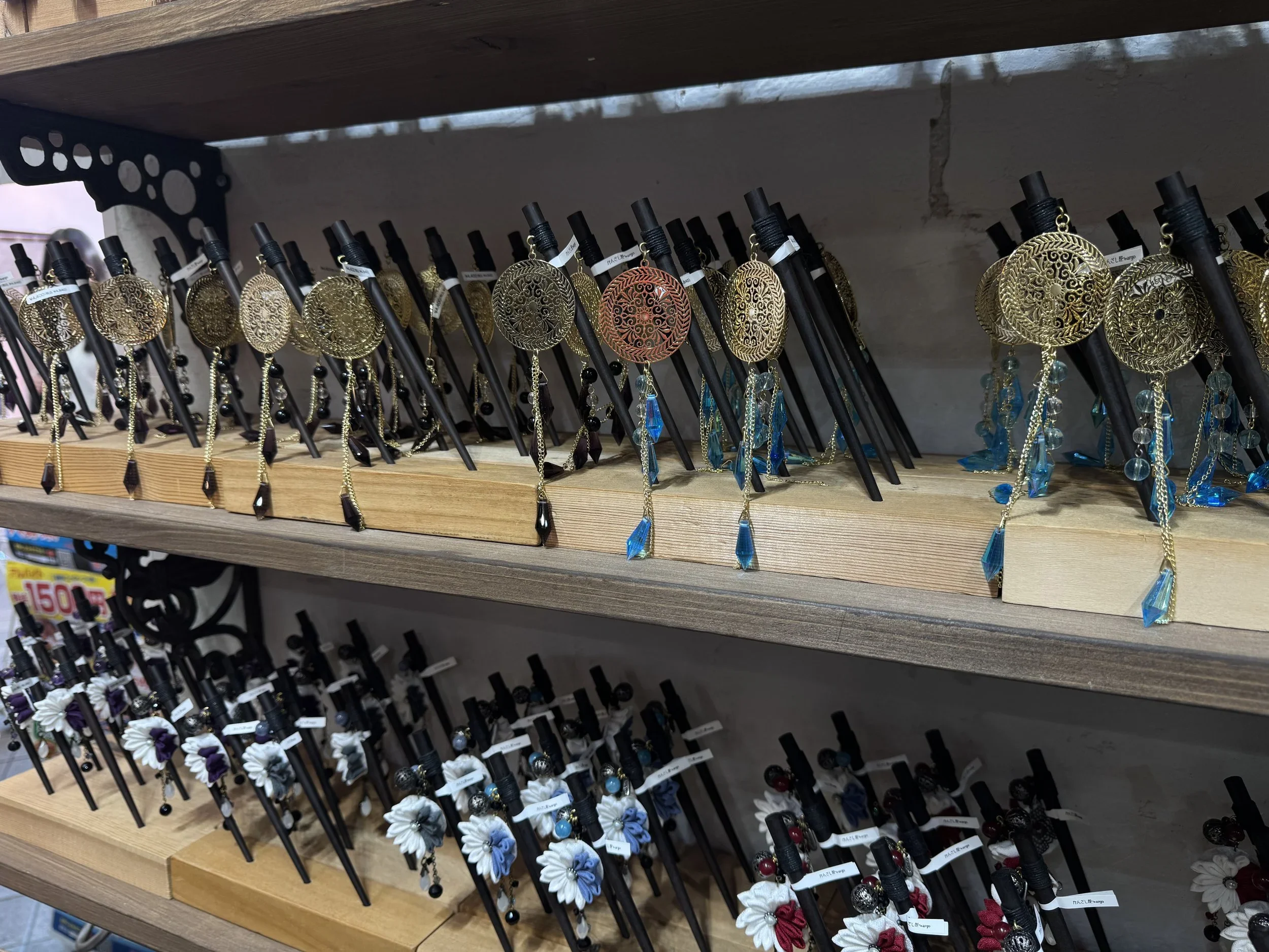 Hair pins displayed in a market in Asakusa, Japan.
