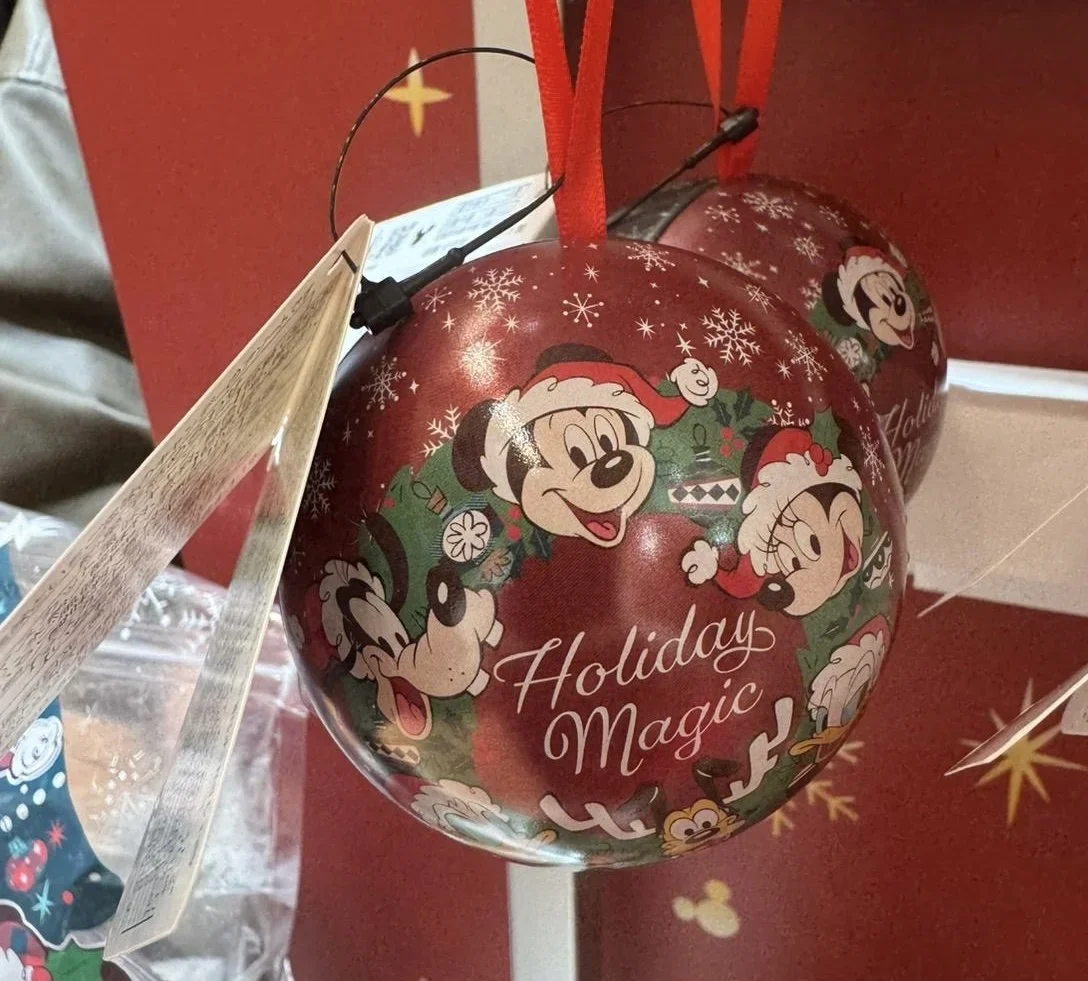 A Disney bulb Christmas ornament.