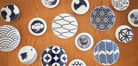 Blue and white porcelain Japanese plates from Arita.