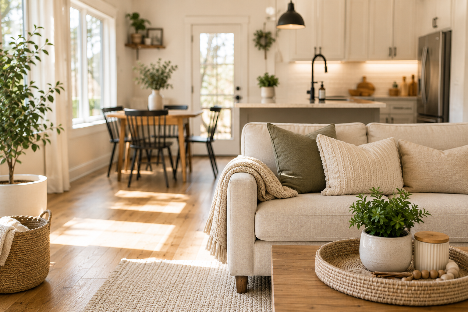 Professionally cleaned and organized living room in Nanaimo home