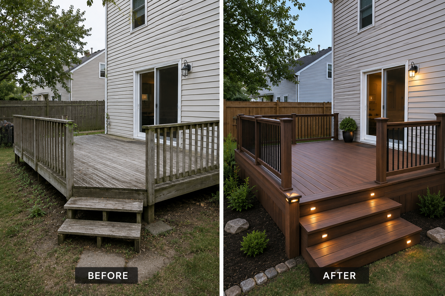 Outdoor renovation and cleanup before and after