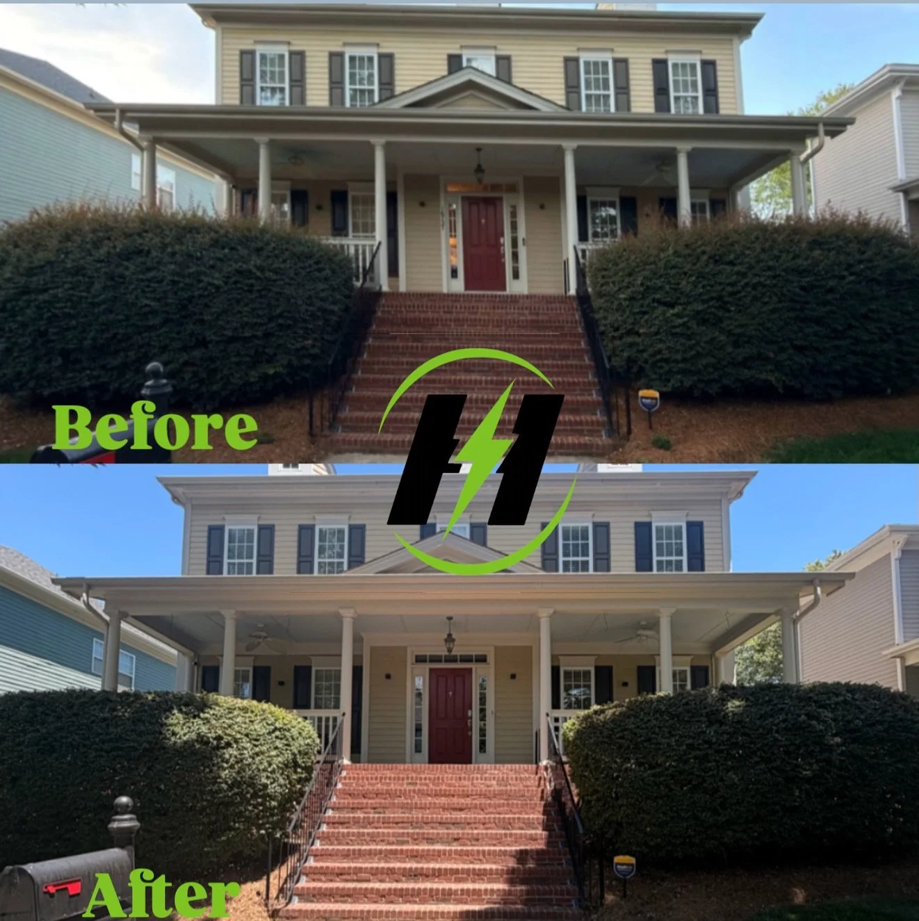 Turns out hedges also need a fade. 💈🌿 Fresh cut Friday. ✂️😎 #CharlotteLawnCare #CharlotteLandscaping #HedgeTrimming #CurbAppeal #LawnCareServices
