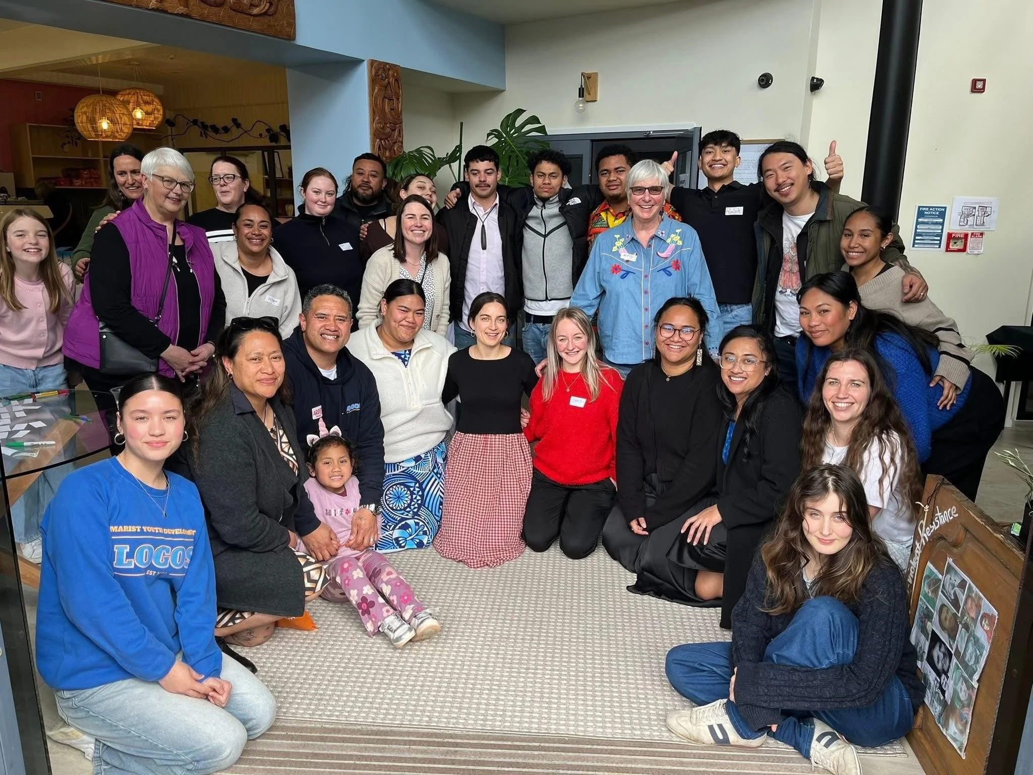Marist Way group of diverse people, including children, teenagers, and adults, gathered together at Marist Centre Whanau Maria