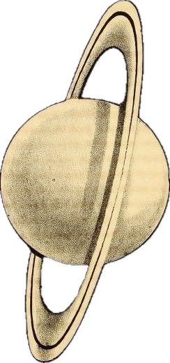 Graphic depiction of Saturn with its rings against a black background.