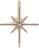 Star-shaped clock with radiating lines and numbers