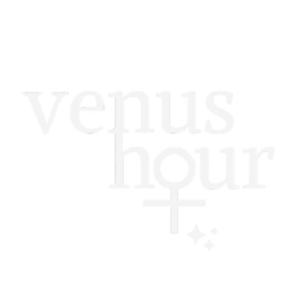 White text reading "Venus hour" styled with a plus sign and stars on a black background.