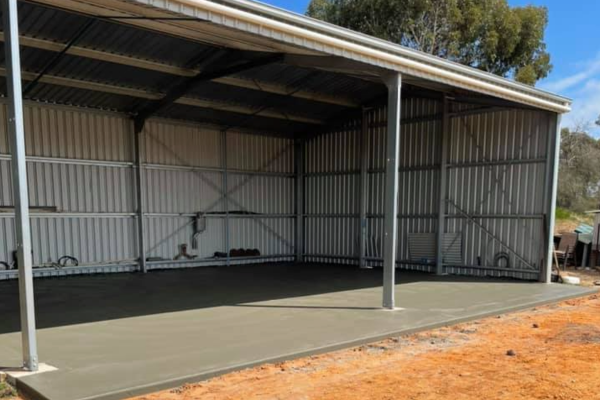 Finished concrete slab for a large farm shed in South East Queensland
