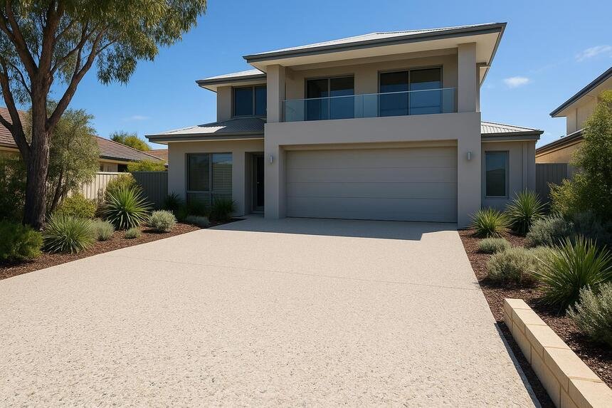 exposed aggregate driveway flagstone