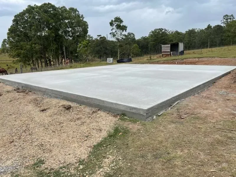 Concrete shed slab prepared and poured by O’Neill Concrete and Constructions in South East Queensland