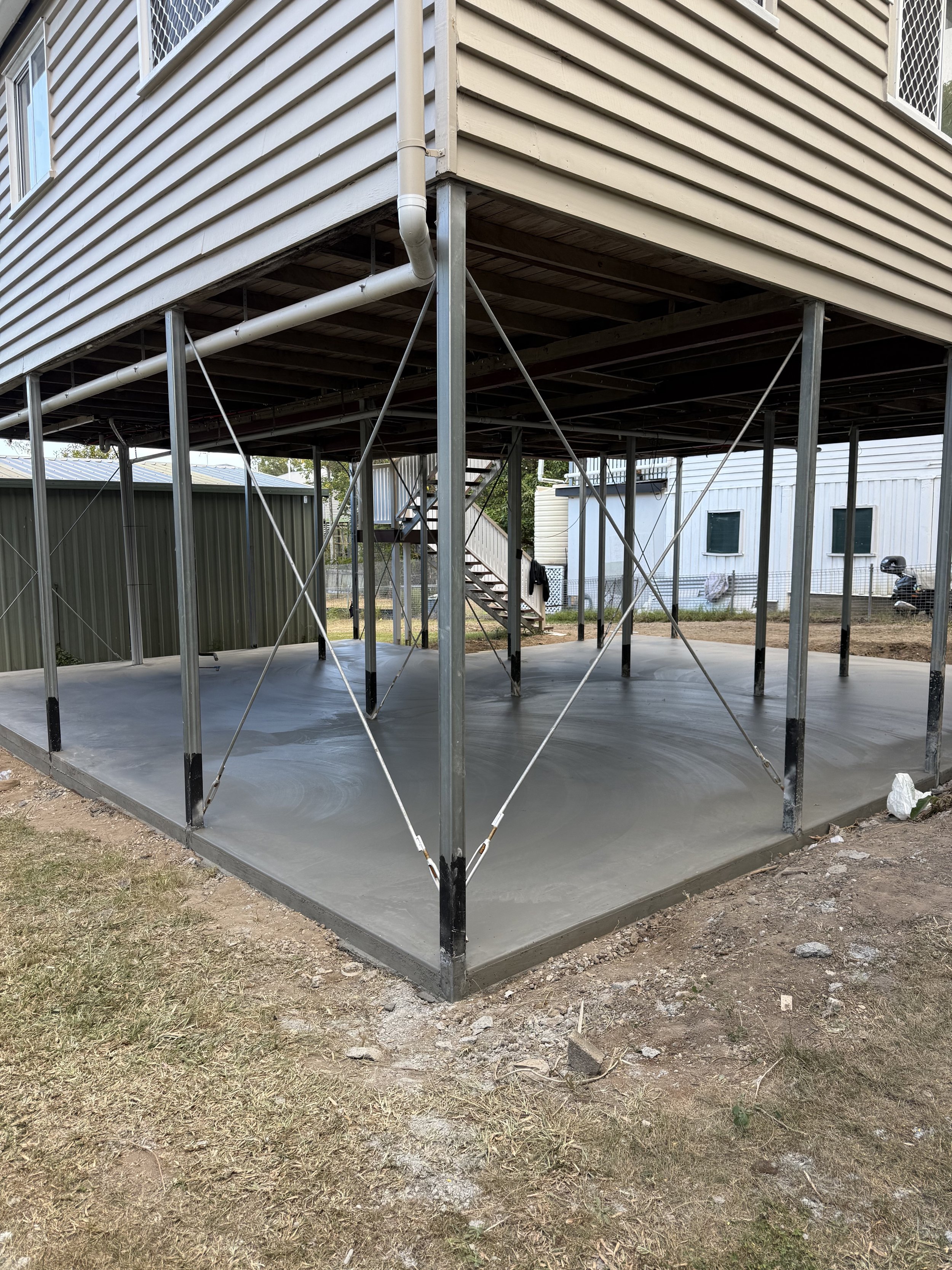 concrete slab under raised house
