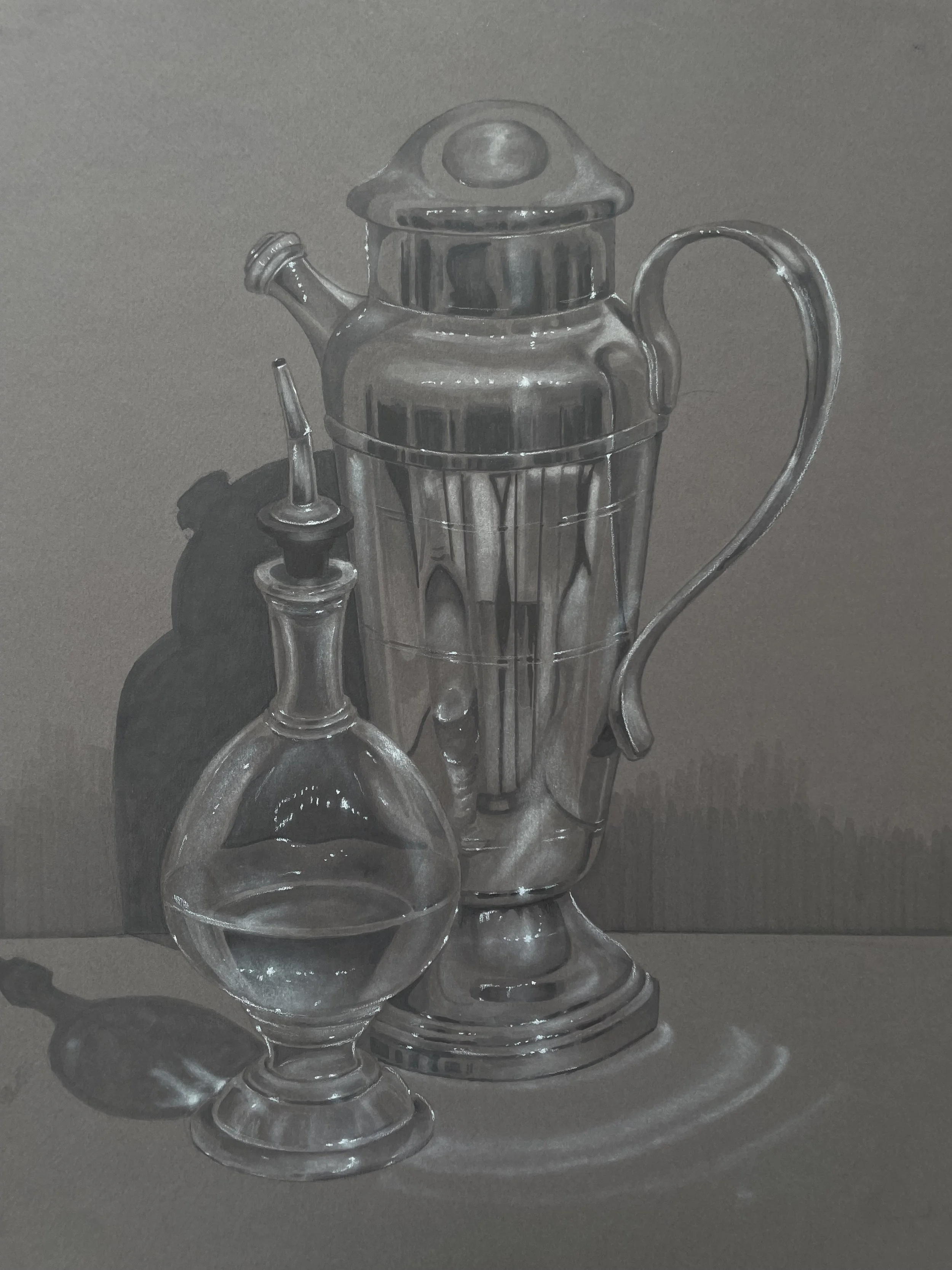 graphite, ink, and color pencil
