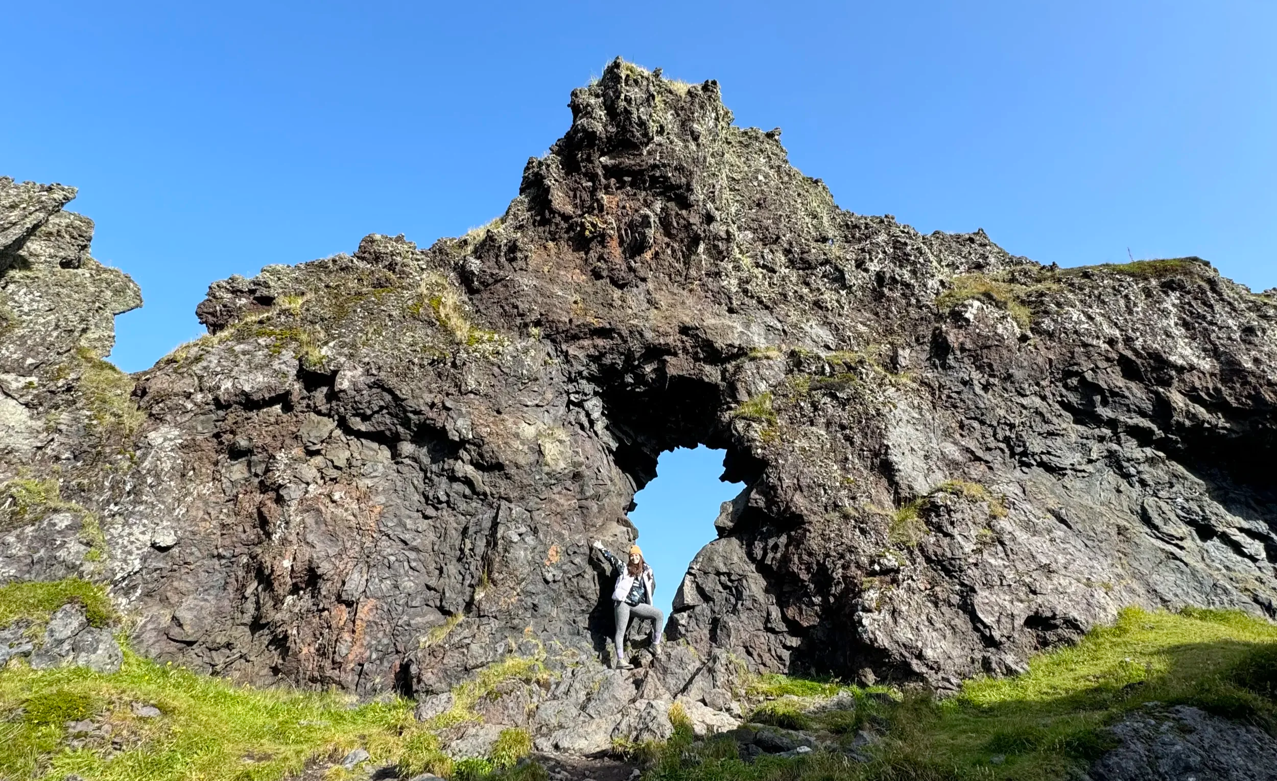 A natural awning of a cliff in Iceland