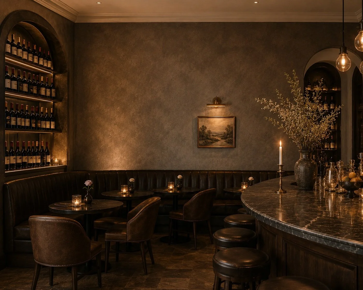 luxury wine bar with stamp paint plaster miami nyc