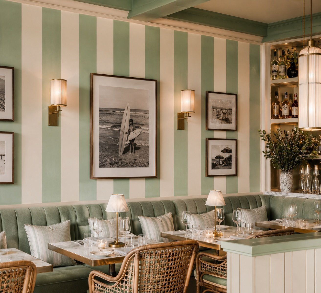 BROAD STRIPE PAINT WALL LUXURY HAMPTONS NYC RESTAURANT