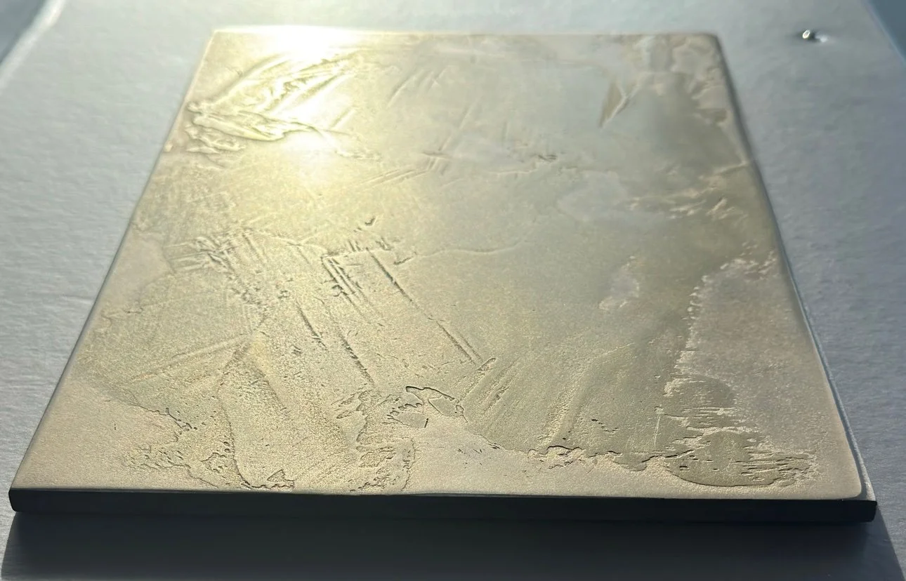 VeroMetal liquid metal studio sample board in gold tones