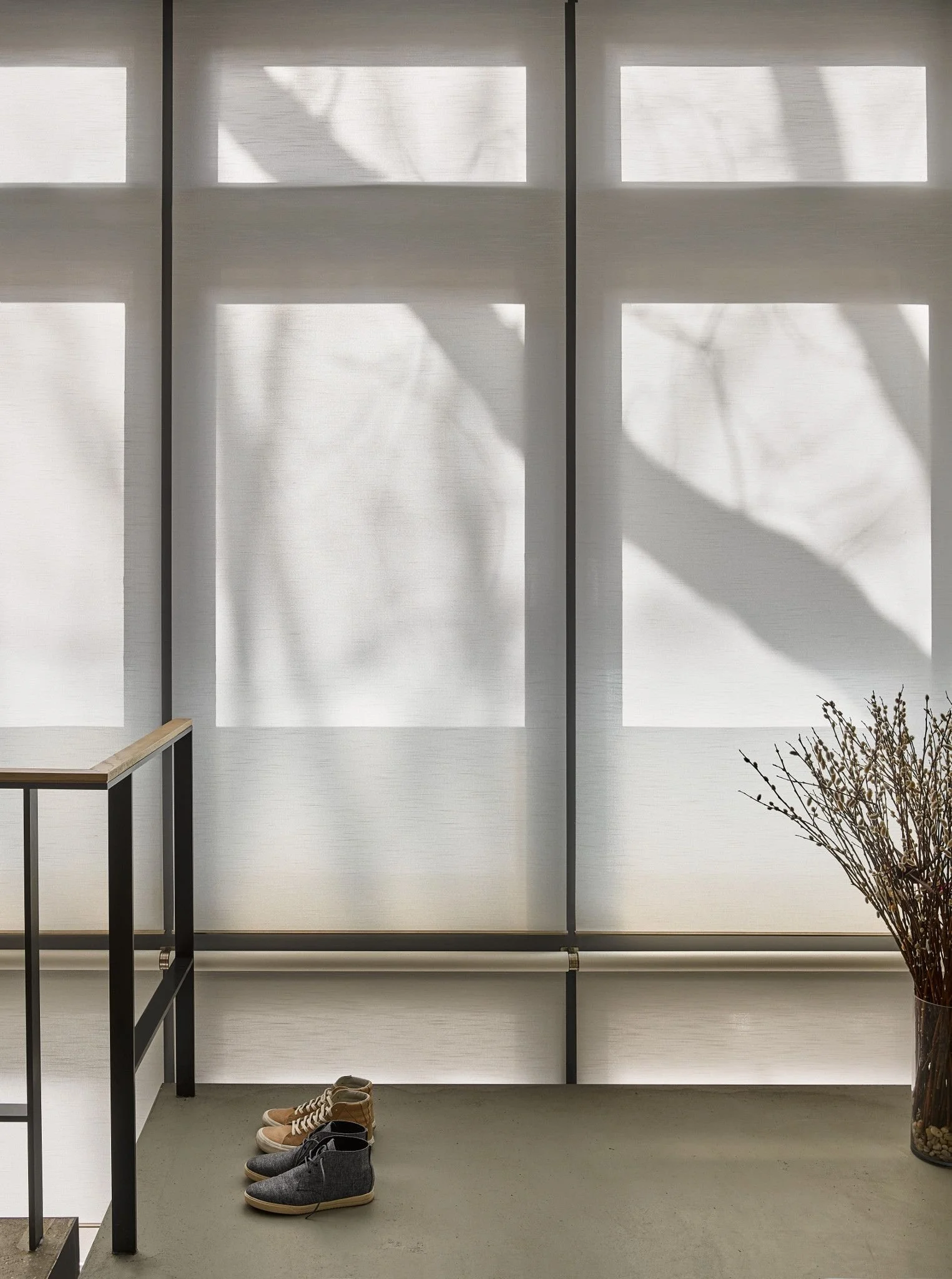 Apartment automated shades that are sleek, modern, intelligent, and sturdy. The shades are built to last. Control by simple commands and touch. Motorized shades that enhance comfort.
