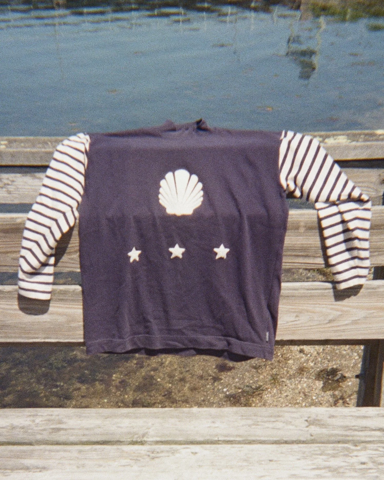 Vintage Esprit Striped Tee with Shell and Stars (size M)