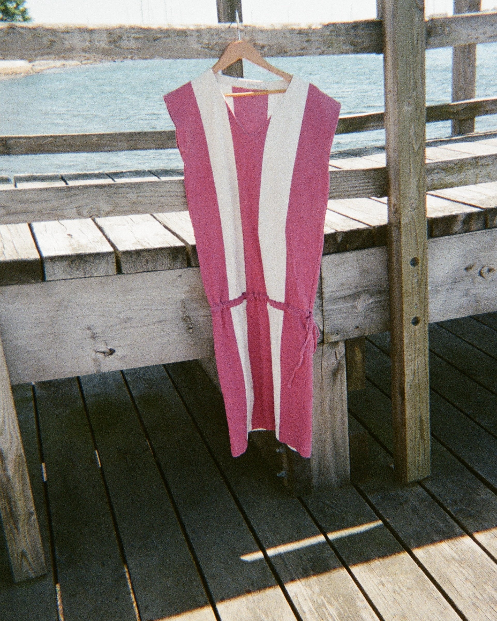 Vintage Dior Striped Dress with Dropped Waist (Size M)