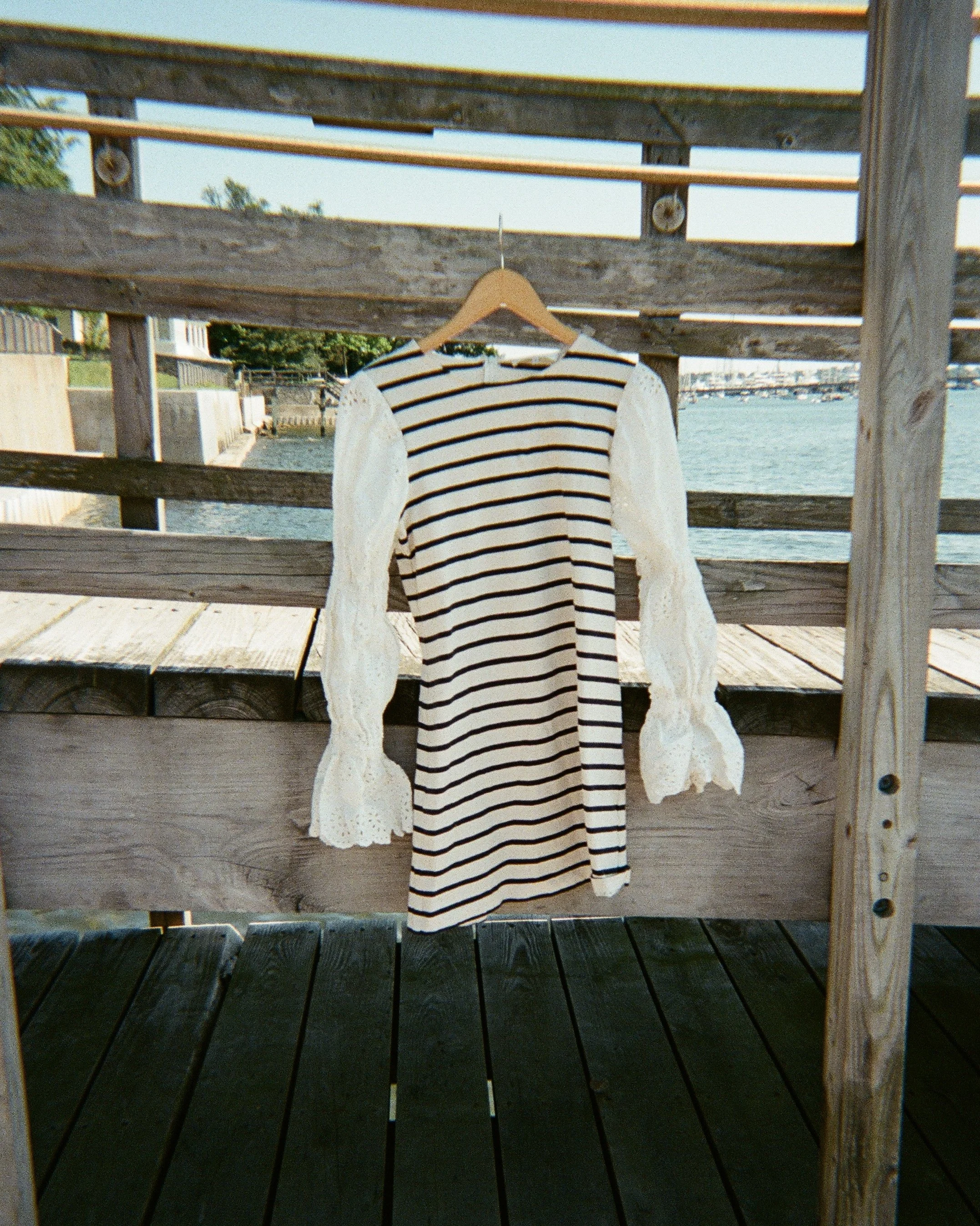Sea New York Striped Dress with Eyelet Sleeves (Size S)