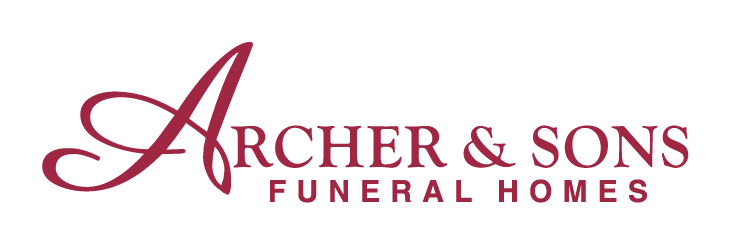 Archer & Sons Funeral Homes logo with stylized 'A' and text in dark pink and black.
