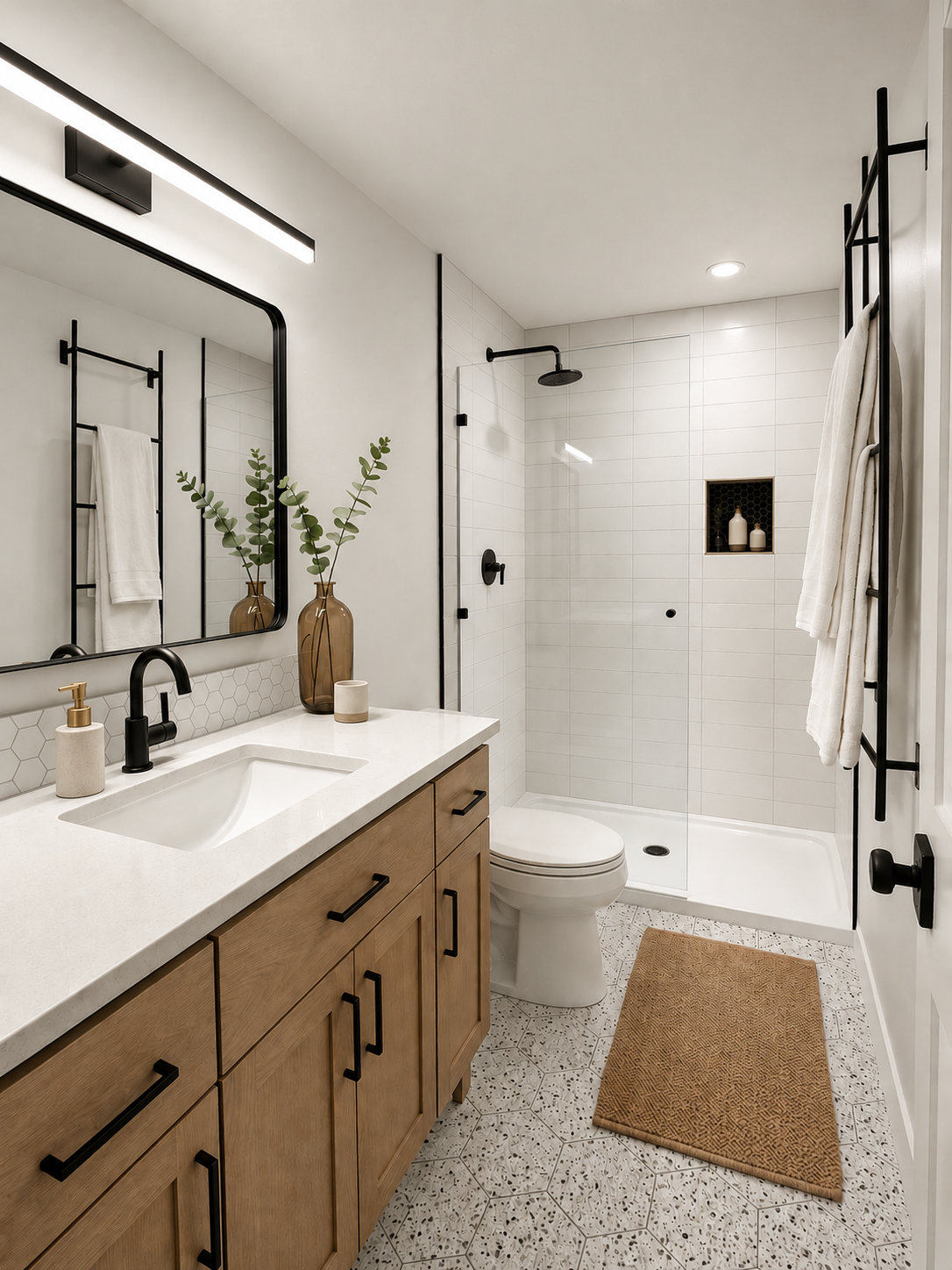 Before & After Terrazzo Guest Bathroom