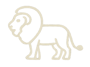 A simple line drawing of a lion