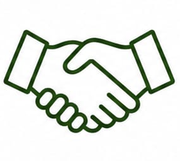 Line drawing of a handshake, symbolizing agreement or partnership.