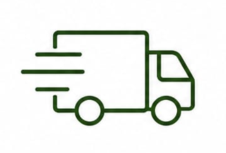 Simple illustration of a moving truck with lines indicating motion to the left.
