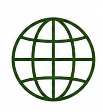 Green globe icon with grid lines representing the Earth.