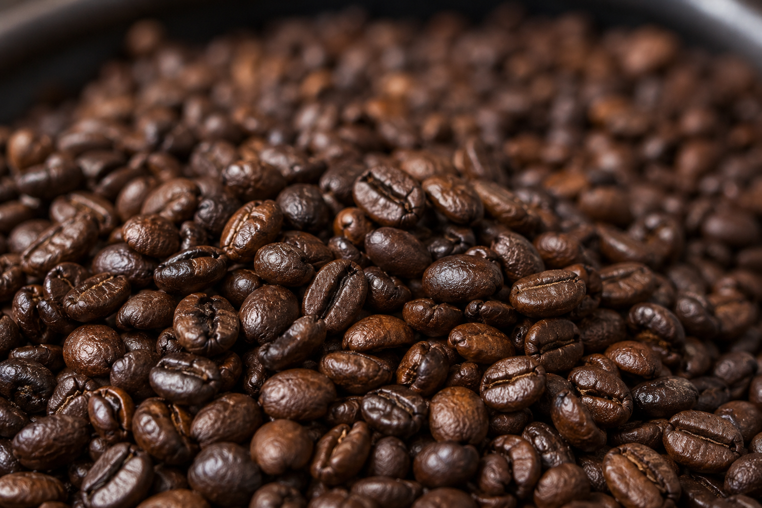 Close-up of roasted coffee beans.